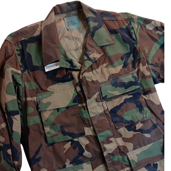 Army Vintage Combat Uniform Jacket Medium-Short Woodland Camo Hot Weather Y2K - Picture 1 of 12